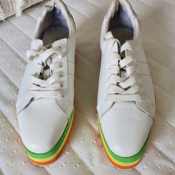 Very Volatile Rainbow Stripe Leather Platform Sneakers - Picture 5 of 13